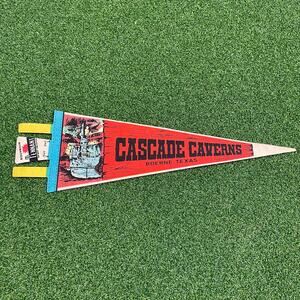 Vintage Cascade Caverns Boerne TX Felt Pennant Texas Cave Souvenir Mid Century